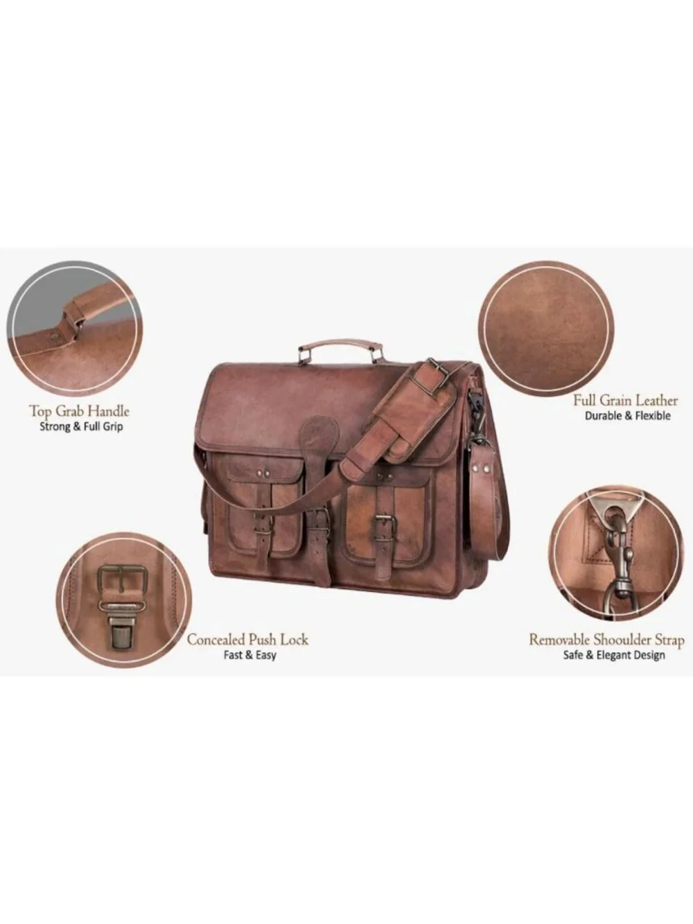 Vintage Leather Messenger Bag - 18